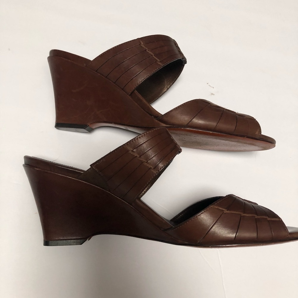 Cole Haan Nike Air Huarache Oxblood Brown Leather Wedge Sandals 10B - Picture 3 of 8